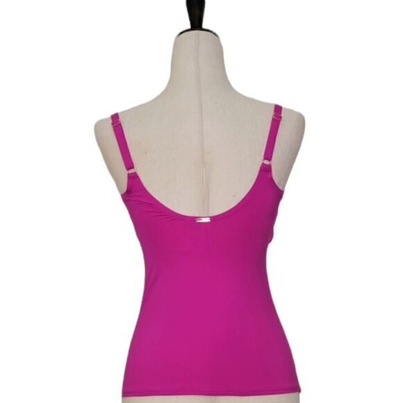 Calvin Klein Pink V-neck Ruched Side UV Protection Tankini Swimsuit Tank Top S - Picture 3 of 7